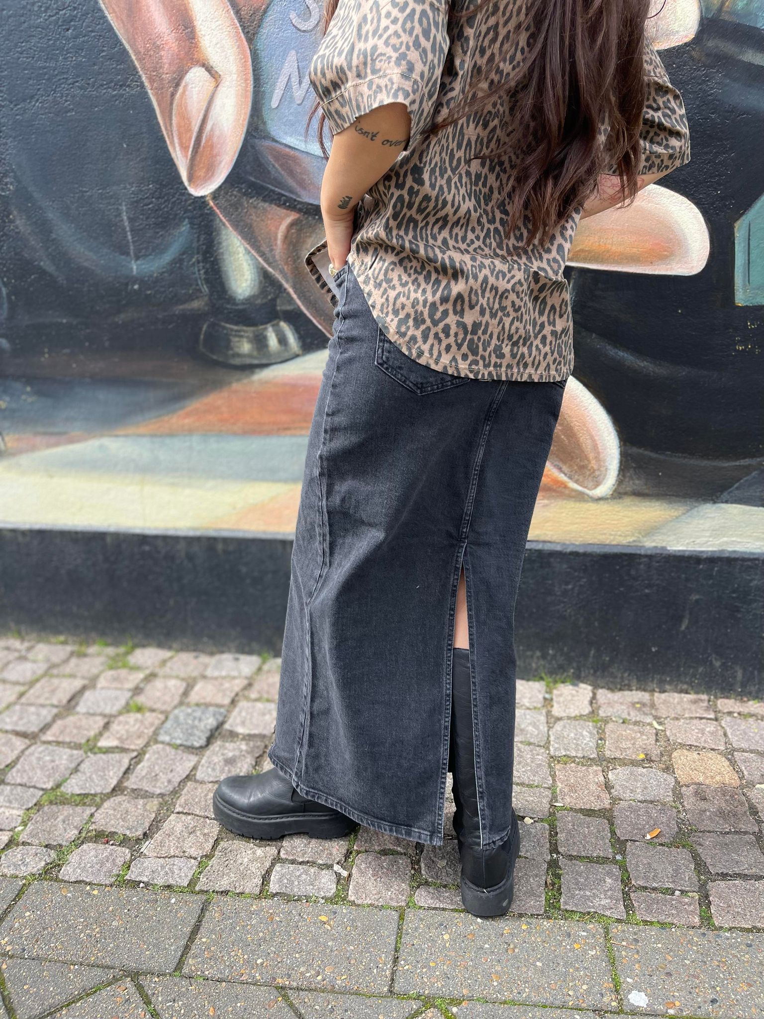 OBJELLEN Skirt - Black Denim